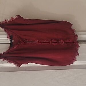 Sugarlips Deep Red Lace Accent Blouse